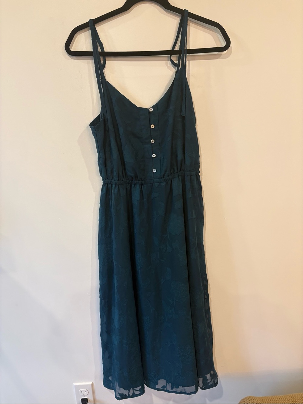 LC Lauren Conrad Teal Sleeveless Midi Dress with Button Front